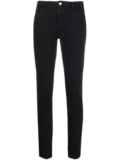 Shop Emporio Armani Mid-rise Slim-fit Jeans In Black