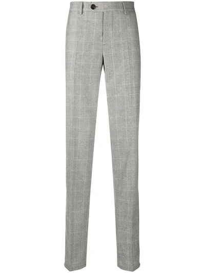 Shop Brunello Cucinelli Plaid Wool Trousers In Grey