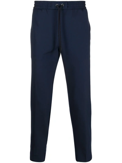 Shop Moncler Drawstring-waist Tapered Trousers In Blue