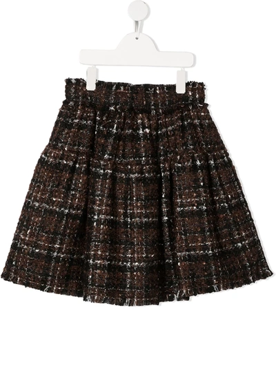 Shop Dolce & Gabbana Check Flared Skirt In Brown