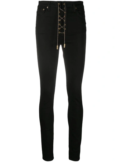 Shop Garcons Infideles Lace-up Skinny Jeans In Black