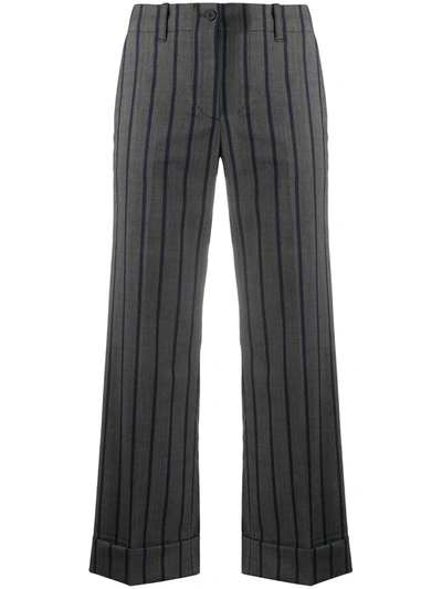 Shop Alberto Biani Striped Crop Trousers In Grey
