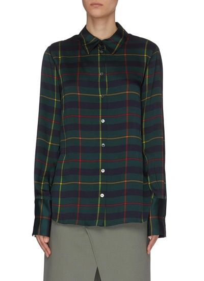 Shop Monse Cowl Back Check Shirt In Green,multi-colour
