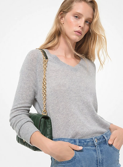 Shop Michael Kors Cashmere High-low Sweater In Grey