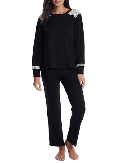 Shop Flora Nikrooz Charlie Hacci Knit Pajama Set In Black