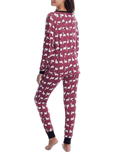 Shop Flora Nikrooz Maddie Hacci Knit Pajama Set In Llama Burgundy