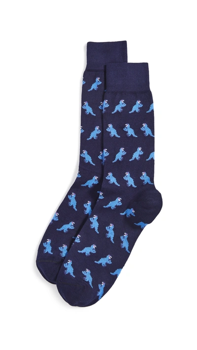 Shop Paul Smith Dino Jacquard Socks In Navy