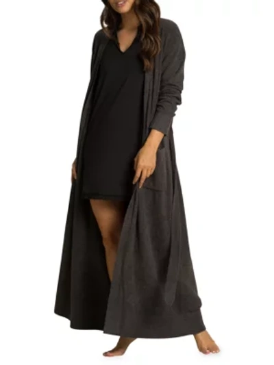 Shop Barefoot Dreams Women's Cozychic Lite Long Robe In Carbon