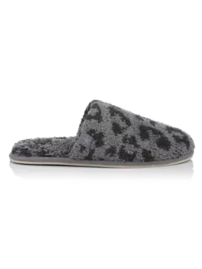 Shop Barefoot Dreams Cozychic Leopard-print Slippers In Graphite Carbon
