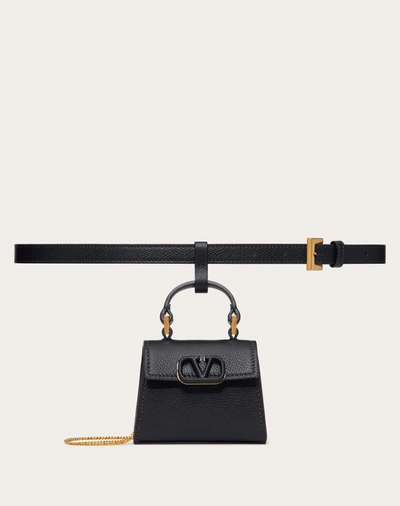 Shop Valentino Garavani Mini Vlogo Signature Grainy Calfskin Belt Bag In Black