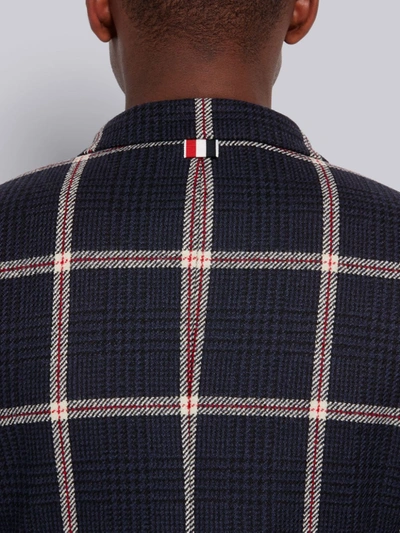 Shop Thom Browne Navy Overcheck Prince Of Wales Wool Hunting Tweed Classic Sport Coat In Blue