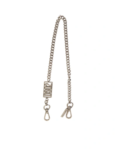 Dsquared2 Icon Faceted Chain Keyring In Black