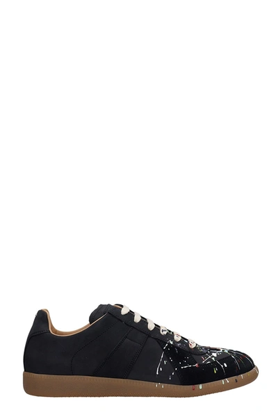 Shop Maison Margiela Replica Sneakers In Black Nubuck