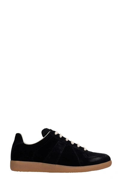 Shop Maison Margiela Replica Sneakers In Black Suede