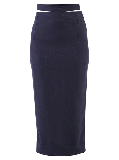 Shop Jacquemus Long Skirt In Blue