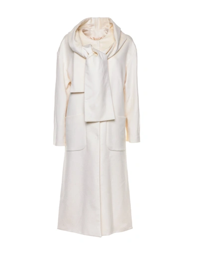 Shop Blumarine White Coat In Naturale