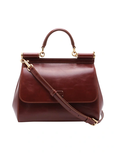 Shop Dolce & Gabbana Sicily Leather Tote Bag In Brown
