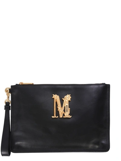 Shop Moschino Clutch With Logo In Nero
