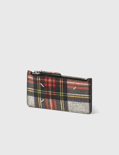 Shop Maison Margiela Coated Leather Zip Card Holder In Multicolor