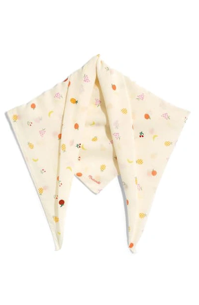 Shop Madewell Fruit Embroidered Edge Detail Bandana In Chambray Multi