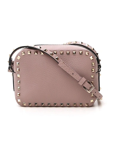 Shop Valentino Rockstud Nude Leather Shoulder Bag In Pink