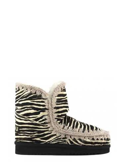 Shop Mou Eskimo 'eskimo 18 Ponyskin' Zebra Print Ankle Boot In Black