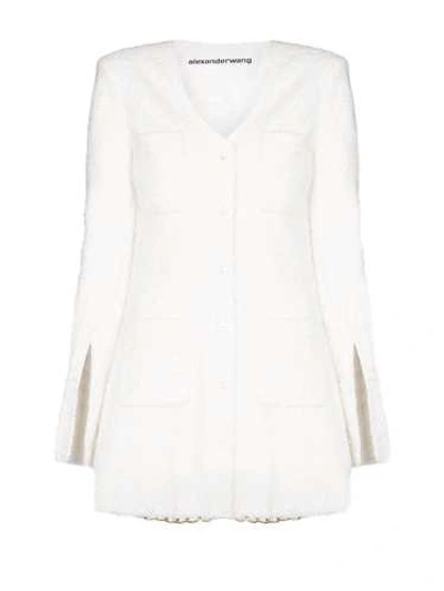 Shop Alexander Wang Ivory Long Jacket With Chain Hem In White