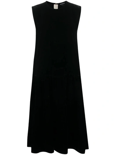 Shop Rochas Sleeveless Velvet-effect Dress In Black