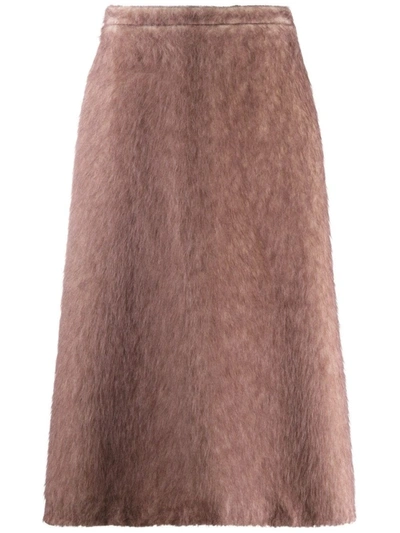 Shop Rochas Wool-blend A-line Skirt In Brown