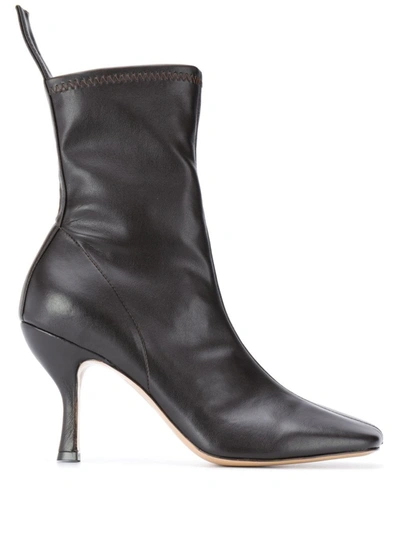 Shop Gia Couture Square-toe Leather Boots In Brown