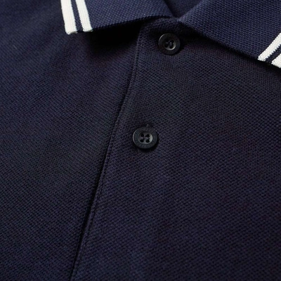 Shop Fred Perry Slim Fit Twin Tipped Polo Carbon Blue & Black Oxford