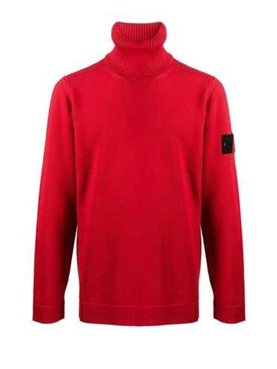 Shop Stone Island Shadow Project Red 'stone' High Neck Sweater