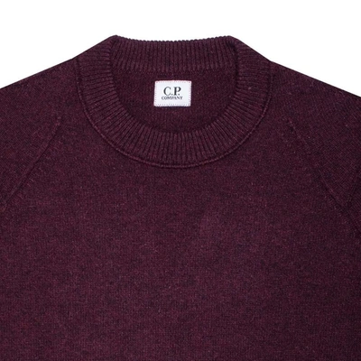 Shop C.p. Company Arm Lens Lambswool Crew Knit Bitter Chocolate In Brown