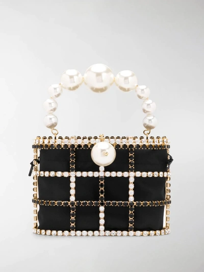 Shop Rosantica Mini Holli Crystal-embellished Tote Bag In Black