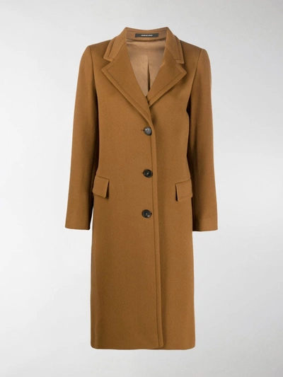 Shop Tagliatore Single-breasted Wool Coat In Brown