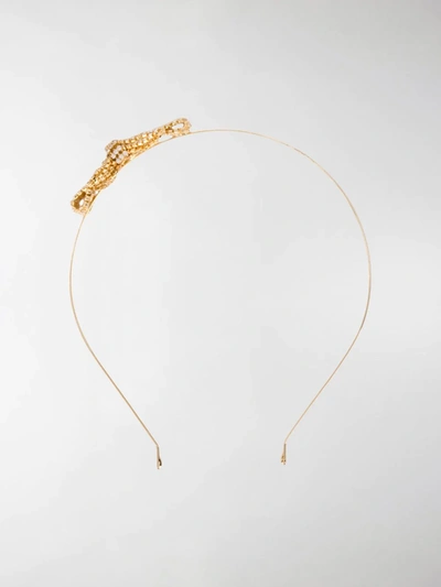 Shop Rosantica Crystal Bow-embellished Headband In Gold