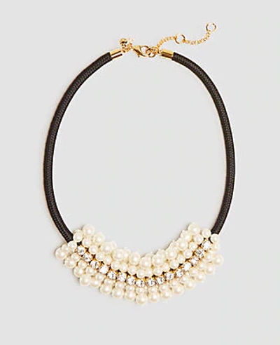 Shop Ann Taylor Pearlized Cluster Necklace In Ivory