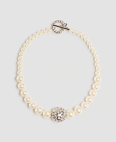 Shop Ann Taylor Pearlized Pave Ball Necklace In Ivory Multi
