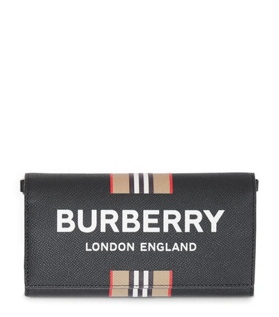 Shop Burberry Leather Icon Stripe Strap Wallet