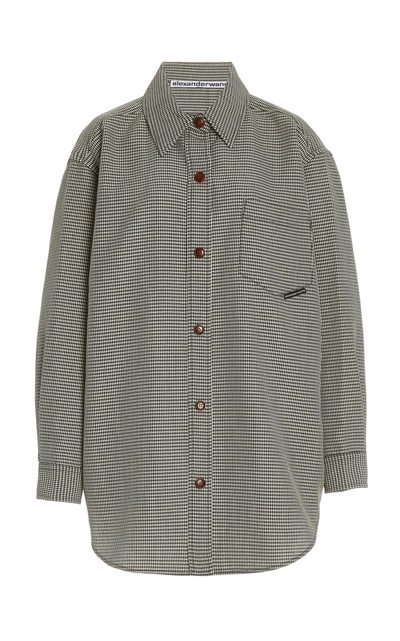 Shop Alexander Wang Oversized Houndstooth Wool-blend Shirt Jacket In Print