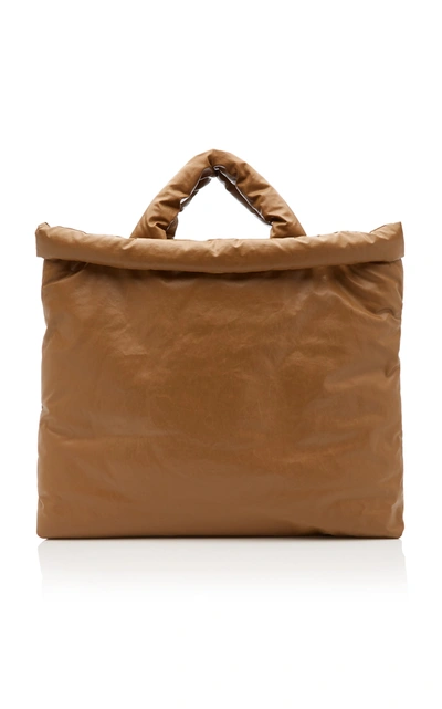 Shop Kassl Oil Padded Coated Cotton-blend Tote Bag In Brown