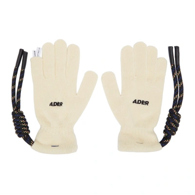 Shop Ader Error Off-white Crumple Gloves In Ivory