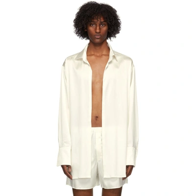 Shop Ludovic De Saint Sernin Off-white Silk Go To Shirt In Broken Whit