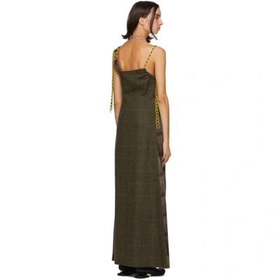 Shop Rave Review Green Riri Asymmetric Dress In Dk Green