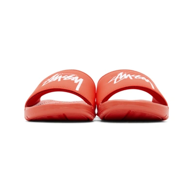 Shop Nike Red Stussy Edition Benassi Sandals In Red/white
