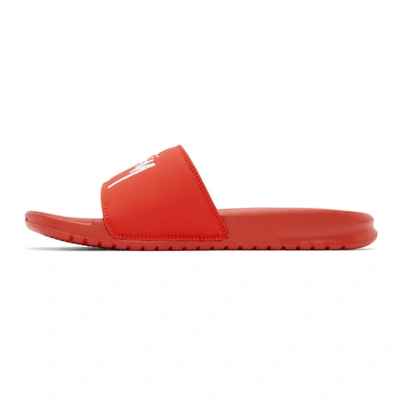 Shop Nike Red Stussy Edition Benassi Sandals In Red/white