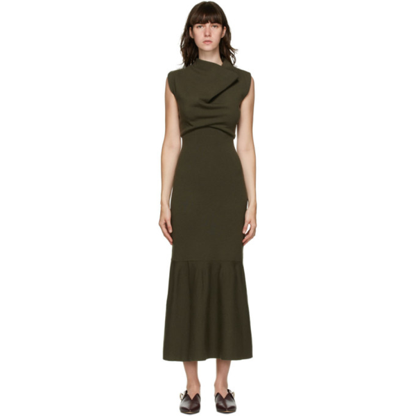 khaki cowl neck dress