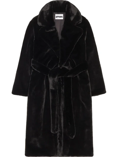 Shop Apparis Mona Faux-fur Coat In Black