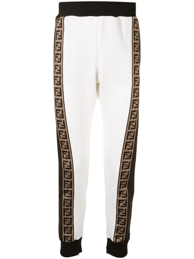 Shop Fendi Ff-logo Trackpants In White