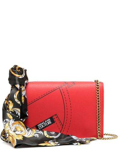 Shop Versace Jeans Couture Logo Print Crossbody Bag In Red